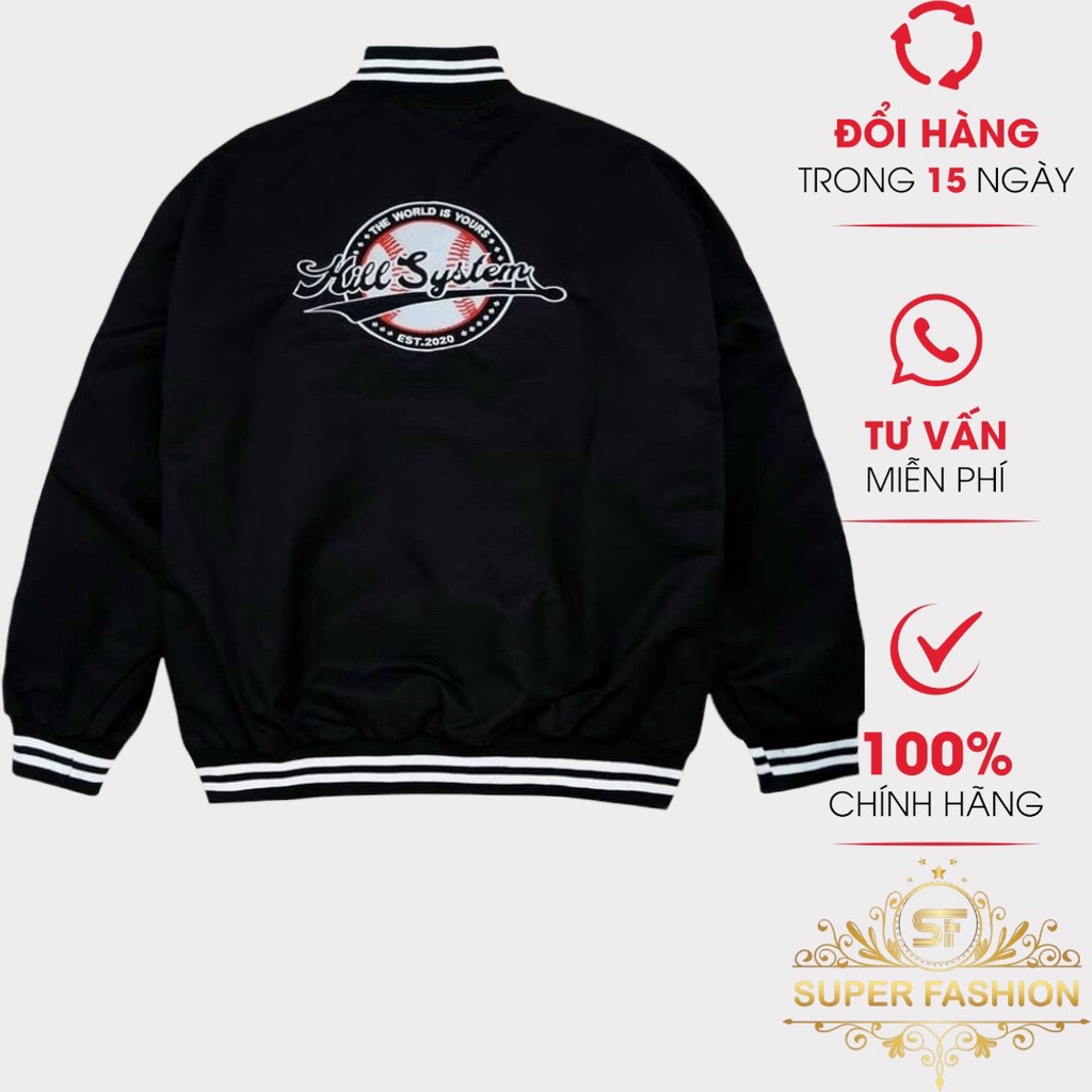 Áo Khoác Bomber Nam SUPER FASHION Chất Dù 2 Lớp In Kill System Form Rộng Phối Viền Trẻ Trung Cá Tính