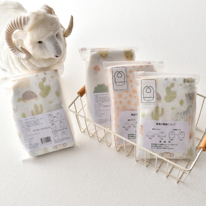 Yếm Ăn Sát Nách Chống Bẩn In Họa Tiết Hoạt Hình Xinh Xắn Cho Bé