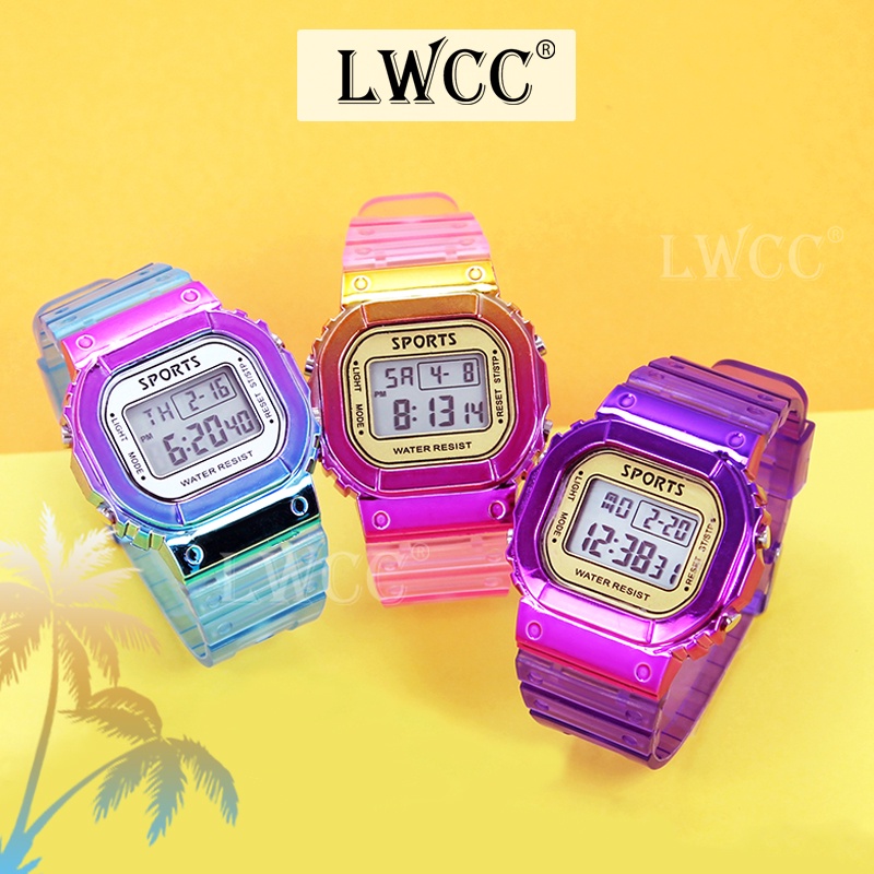 Đồng hồ kỹ thuật số màu gradient phát sáng chống thấm nước phong cách Hàn Quốc thời trang Unisex | BigBuy360 - bigbuy360.vn
