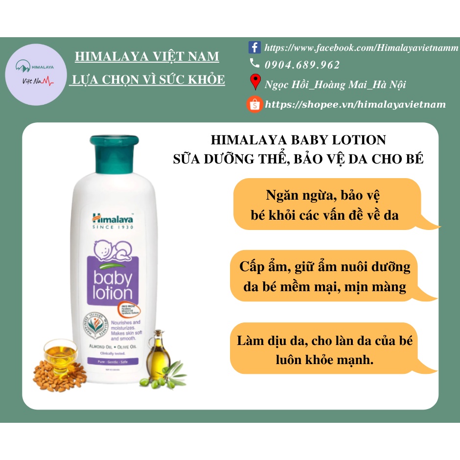 SỮA DƯỠNG THỂ, BẢO VỆ DA CHO BÉ - HIMALAYA BABY LOTION