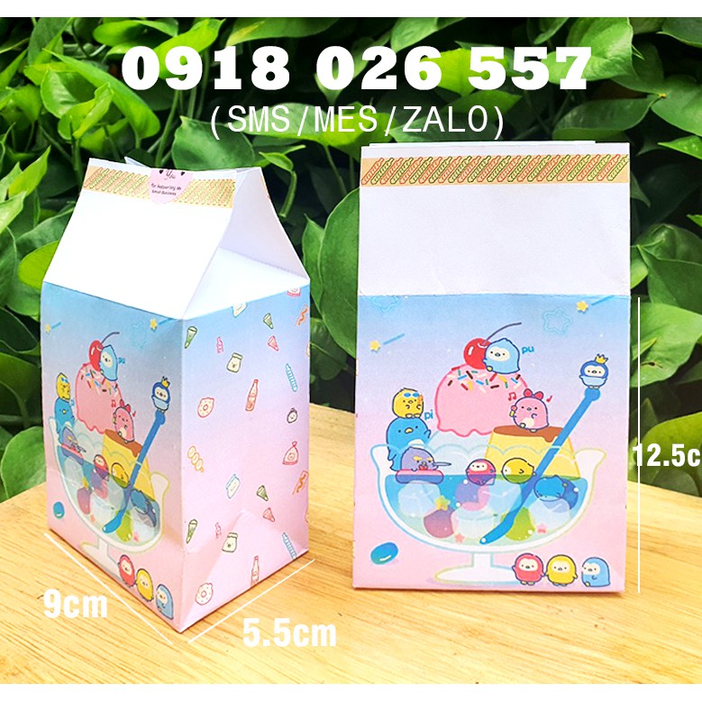 Set 5 túi giấy hình hộp đựng quà KT 9x12.5x5.5cm  Hộp quà giấy, túi bánh kẹo, túi chia quà cho bé  DIN Store