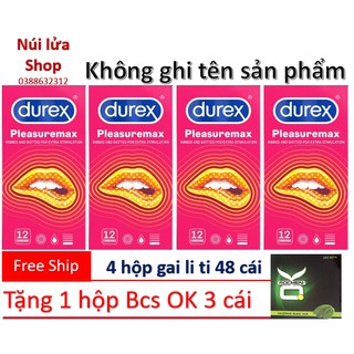 Combo 4 hộp Bao cao su Gai nhỏ Liti Durex Pleasuremax Tặng 1 hộp Vrt 3s - 51 cái