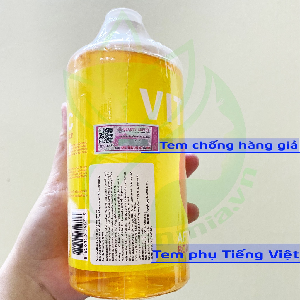 Tinh Chất Dưỡng Thể Beauty Buffet Thái Lan Dưỡng Trắng Và Phục Hồi Da Chuyên Dâu Sau tắm Scentio Vitamin C 450ml