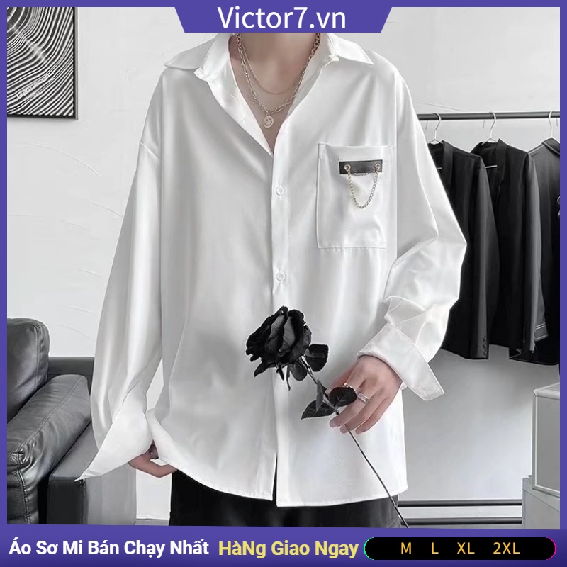 Áo Sơ Mi Tay Dài Dáng Rộng Màu Trơn Phong Cách Nhật Hàn Thời Trang Cao Cấp Cho Nam Simple đơN GiảN Unisex áO DàI Tay áO Bigsize GấP TrêN Cổ áO QuầN áO Nam GiớI