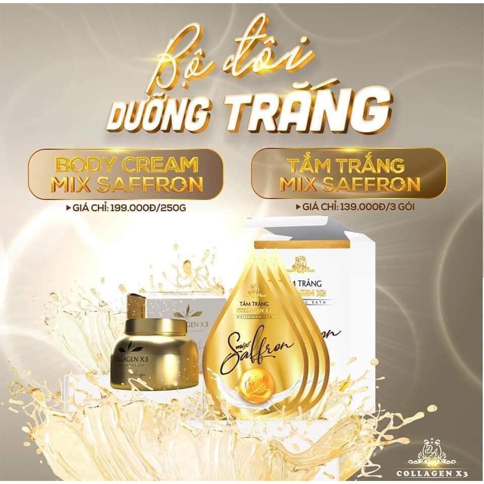 Combo body  + Tắm trắng Collagen X3 mix saffron công ty mỹ phẩm Đông Anh