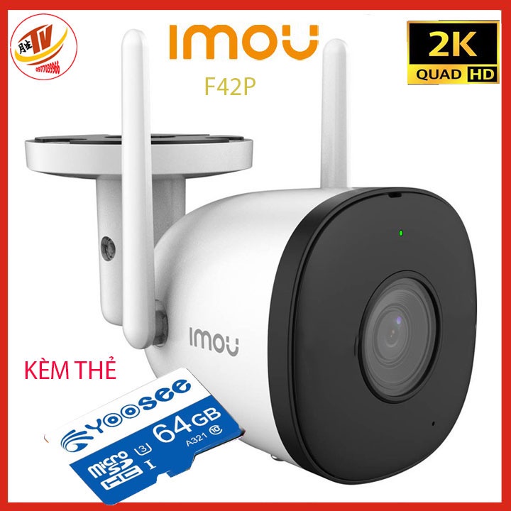 [kèm thẻ 32gb 64gb] Camera wifi Imou IPC-F42P 4mp camera ip 4m ngoài trời imou G26EP G22P F22P F42FP G42P F42FEP siêunét