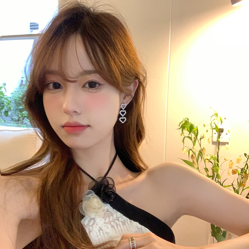 Bông Tai Mạ Bạc 925 Dáng Dài Phối Tua Rua Phong Cách Hàn Quốc 2022