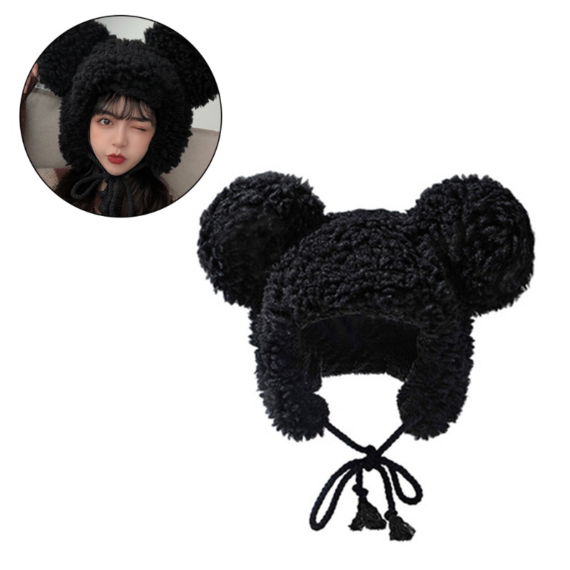 Mũ Len Lông Cừu Giữ Ấm Màu Sắc Đơn Giản Thời Trang