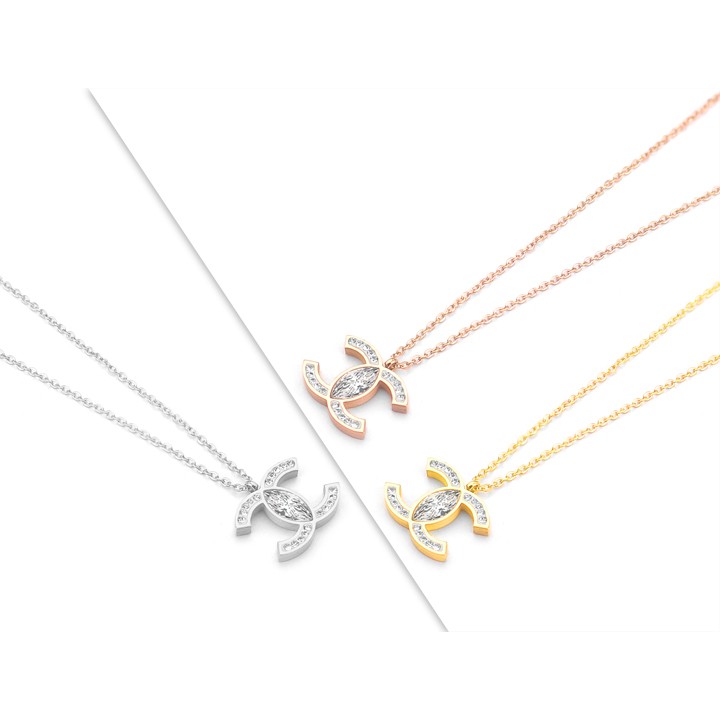 Dây chuyền nữ titan cao cấp C C siêu đẹp, bền màu, hợp thời trang