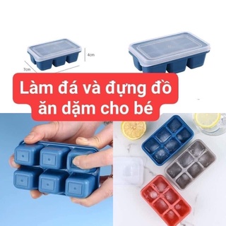 Khay làm đá silicon 6 ô có nắp đậy tiện lợi