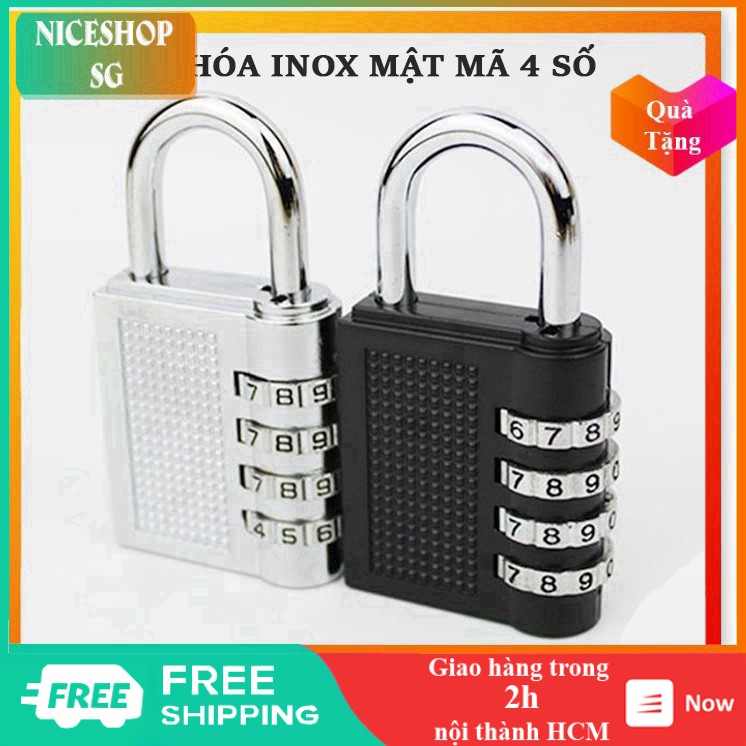 Khoá cửa - Ổ khóa inox mật mã 4 số không sợ quên chìa khoá chống trộm tốt - ADK