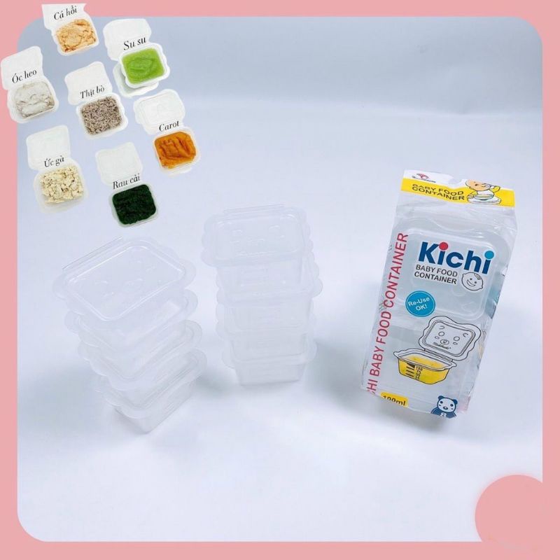 (Sét 8 Khay) Trữ Đông Đồ Ăn Dặm, Nước Daisi KICHI Thuận Tiện Cho Mẹ Nhiều Dung Tích