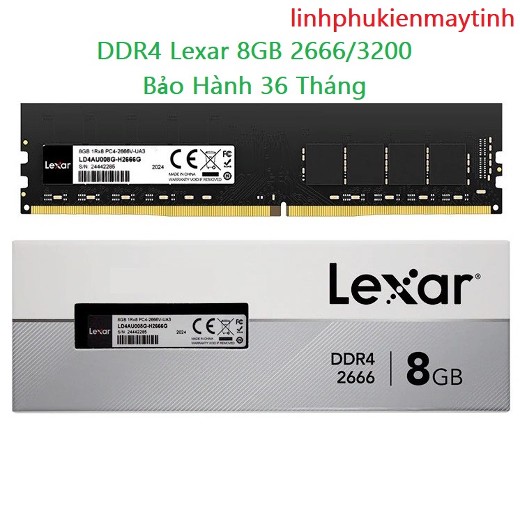 Ram Lexar DDR4 8GB Bus 2666 / 3200  Tem Mai Hoàng Phân Phối Bảo Hành 36 tháng 1 đổi 1