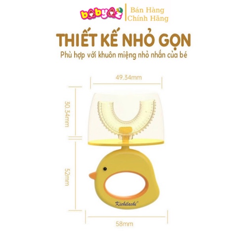 Bàn Chải Đánh Răng Cho Bé Chữ U Kichi Bàn Chải Đánh Răng Chữ U Silicon Cao Cấp Mẫu Mới Có Nắp Chụp