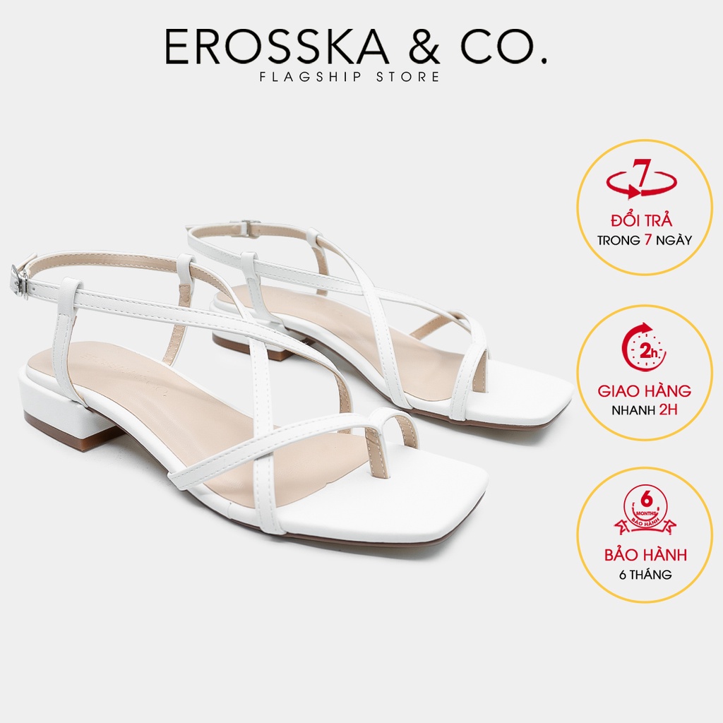 [Mã WABRTL3 -10% đơn 250K]Erosska - Giày sandal cao gót quai mảnh mũi vuông cao 2,5cm màu trắng - EB040