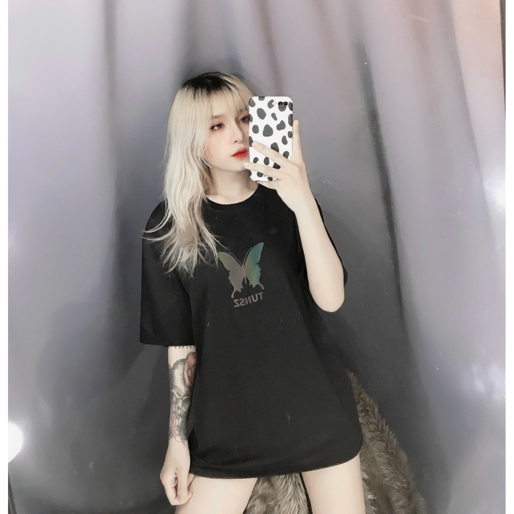 áo thun form rộng in hình phản quang ảnh thật hot đủ màu