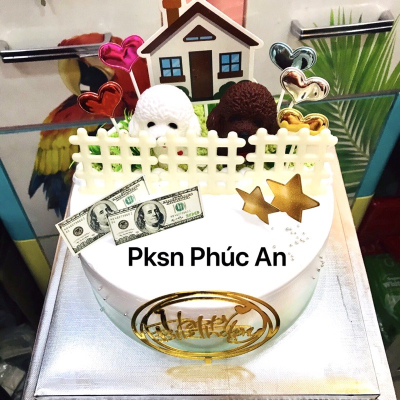 Chó puddle nhựa nhẹ trang trí bánh kem dễ thương