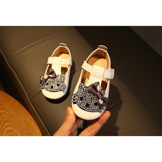 giày da mềm bé gái size 16-20 kitty mặt đá