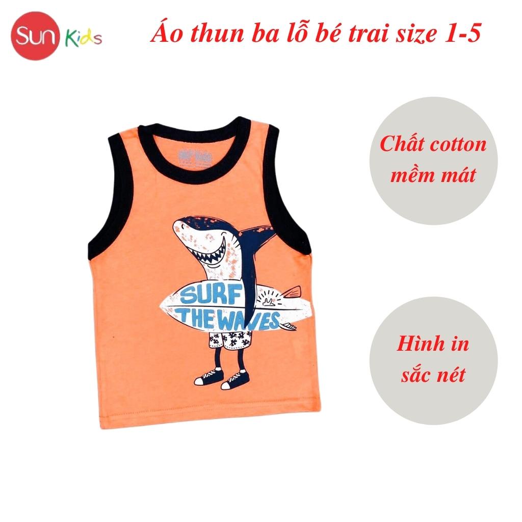 Áo thun bé trai, áo ba lỗ bé trai chất cotton, nhiều màu, Size 1 - 5 tuổi - SUNKIDS