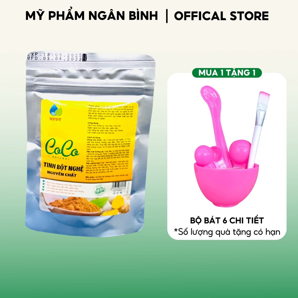 100gr Tinh Bột Nghệ Nguyên Chất Đắp Mặt Nạ Ngăn Ngừa Mụn, Mờ Vết Thâm