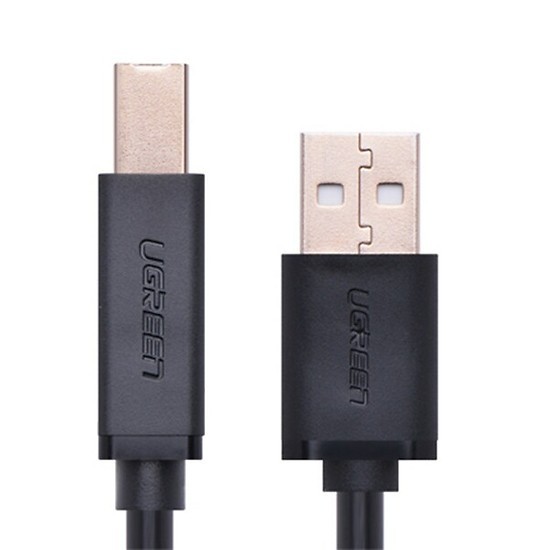 Dây máy in mạ vàng USB 2.0 chuẩn A đực sang chuẩn B đực dài 1.5M UGREEN US135 10350 (đen) - Hàng chính hãng