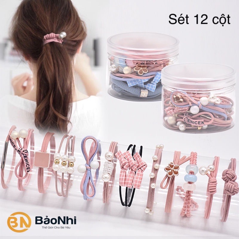 Bộ 12 thun cột tóc kiểu phong cách Hàn Quốc Cao Cấp