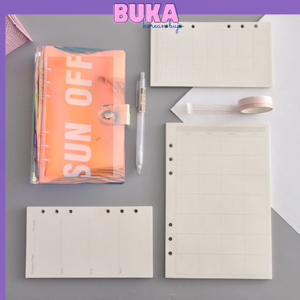 Ruột sổ còng 6 lỗ Basic A5 -A6 -A7 phụ kiện làm sổ planner, bullet journal, Bukavn