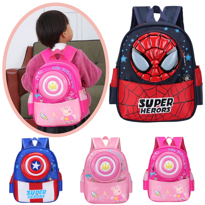 Balo Cho Bé Trai, Bé Gái, Balo Siêu Nhân, Người Nhện, Caption, Peppa Cho Bé Từ 1-6 Tuổi đi Học,đi Chơi Mẹ Bắp Shop
