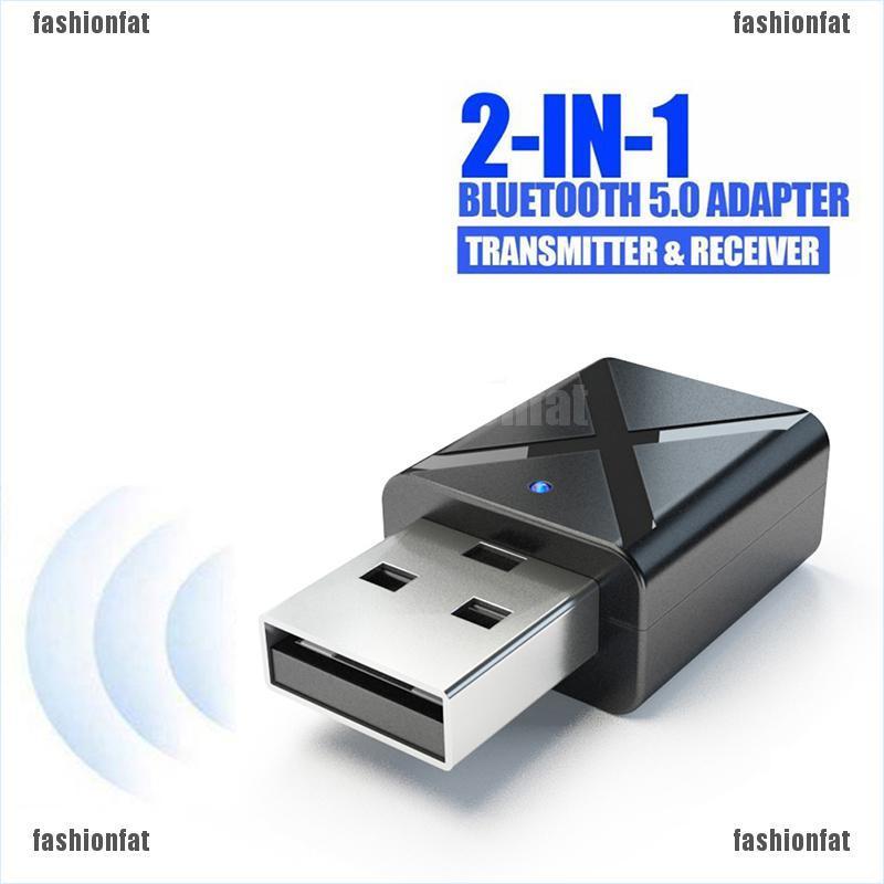 [Iron] Car 2-in-1 Transmitter Receiver Wireless Audio USB Bluetooth FM Adapter 5.0