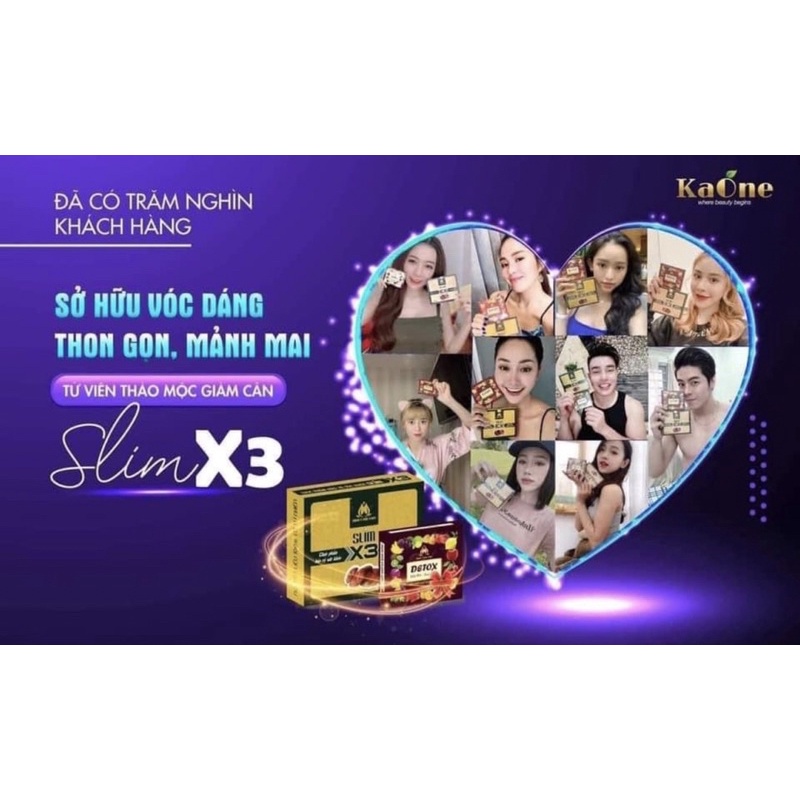 Slim X3 Giảm Cân Đông Y Mộc Linh Tặng Detox giảm cân + Kẹo Pro xổ mỡ giảm mỡ bụng