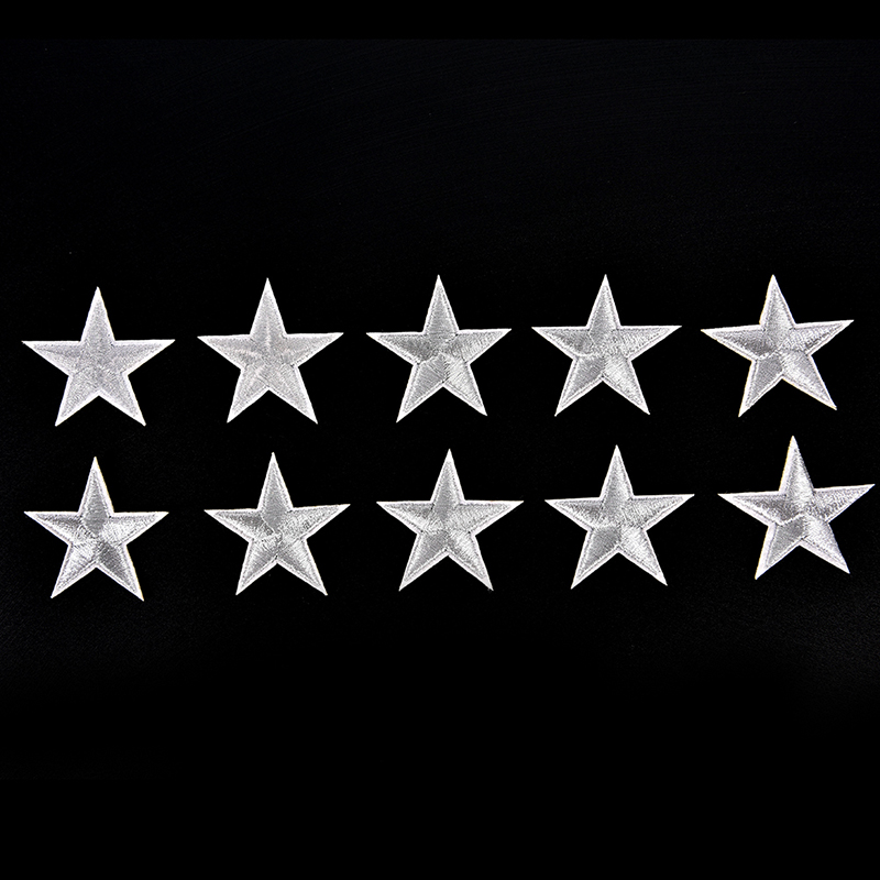 (Bi & 3c) 10pcs Silver Stars Iron On Patches Stickers Stickers