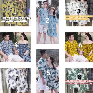 Set đồ đôi đi biển Đồ đôi hoa quả CHỌN MẪU NHẮN TIN hoặc VIẾT Ở GHI CHÚ