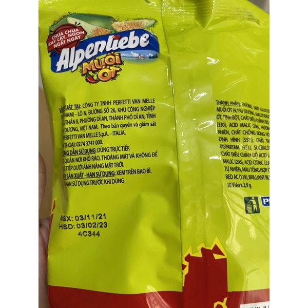KẸO ALPENLIEBE HƯƠNG XOÀI NHÂN MUỐI ỚT(TÚI 87gr_30VIÊN/1GÓI)