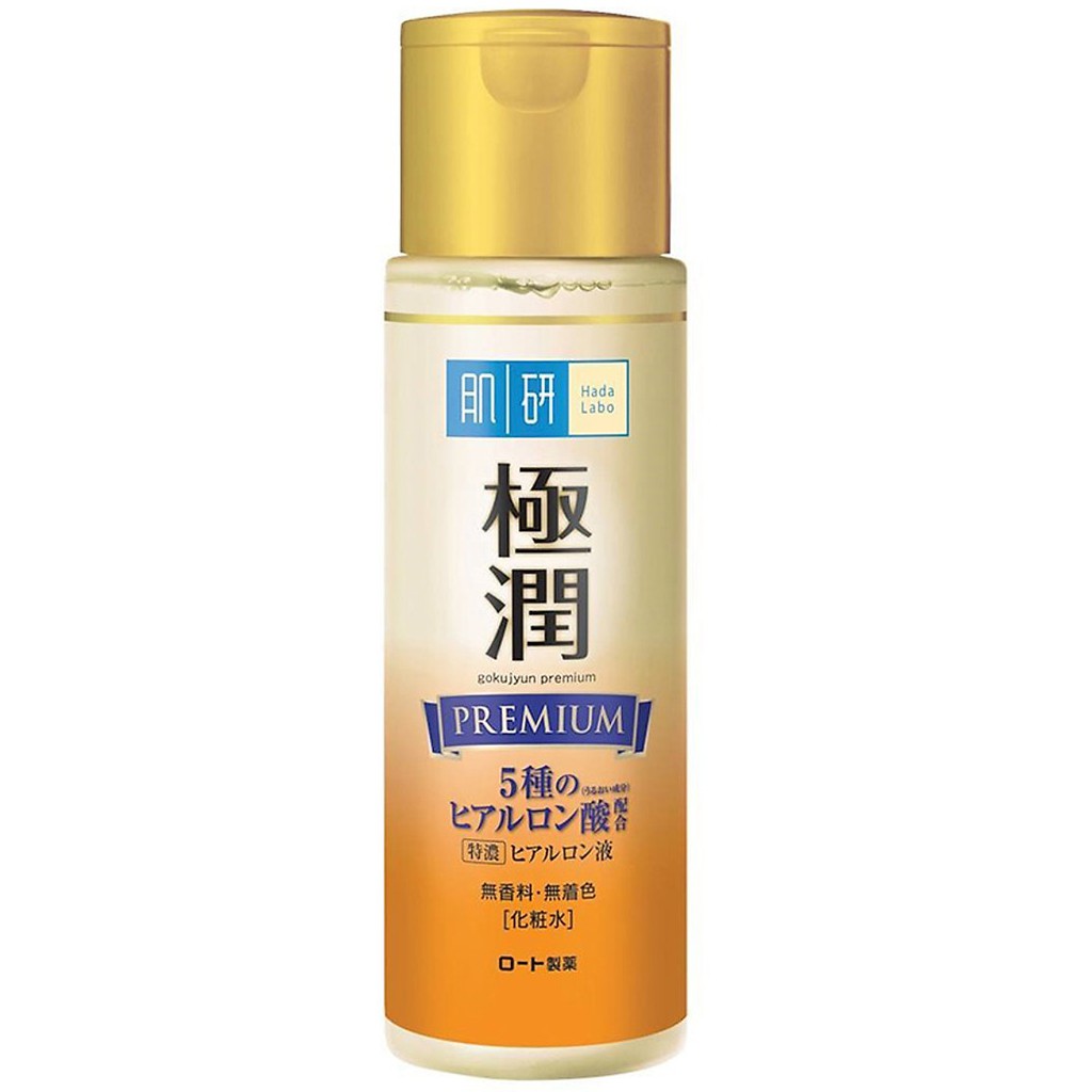 Nước Hoa Hồng Dưỡng Ẩm Tối Ưu Hada Labo Gokujyun Super Hyaluronic Acid Premium Essence Vàng Nhật Bản 170ml