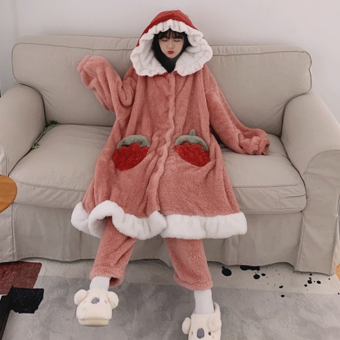 {Nightgown} Đầm Ngủ Ngủ Lông Cừu San Hô Dày Dặn Dáng Dài Mùa Đông Cho Nữ Cỡ Lớn 2021 Plus mm----&-**- | BigBuy360 - bigbuy360.vn