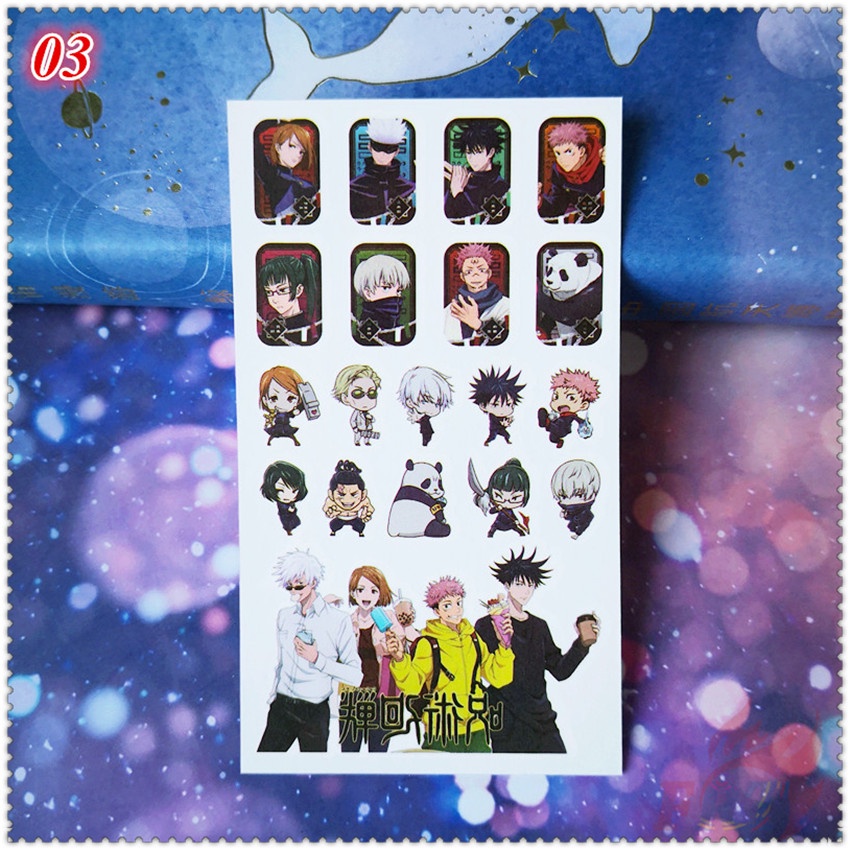 Tờ hình xăm dán tạm thời mini họa tiết Jujutsu Kaisen Anime chống thấm nước độc đáo