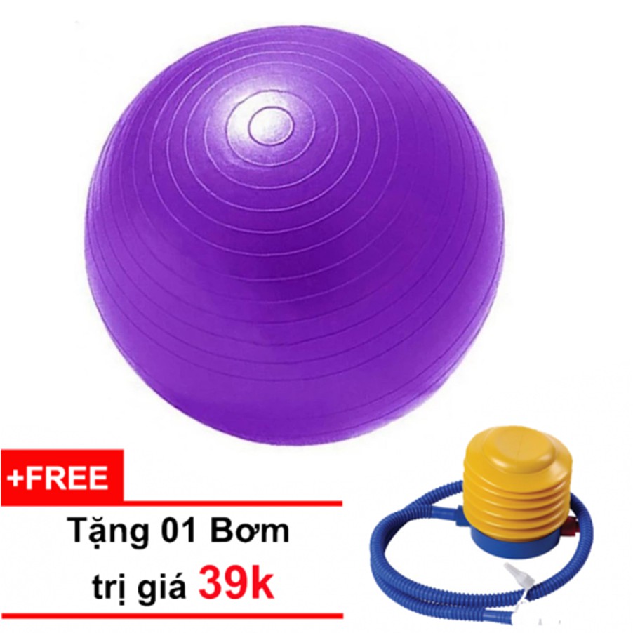 Bóng tập yoga cao cấp 75 cm trơn (tím)- tặng kèm bơm