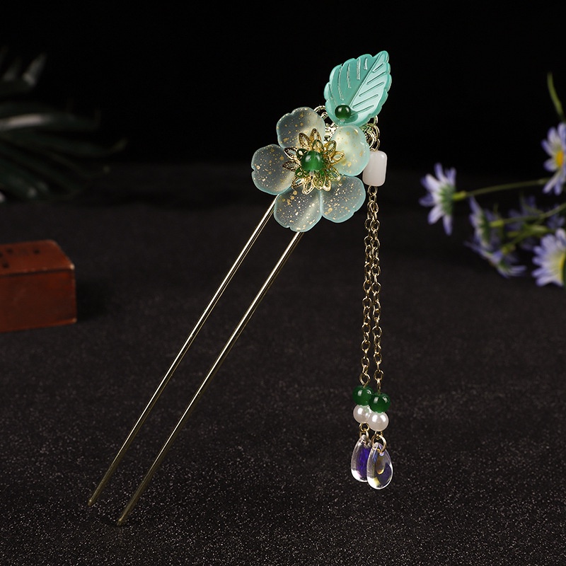 Trâm Cài Tóc Cổ Trang Bằng Kim Loại Đính Hoa Phong Cách Trung Hoa