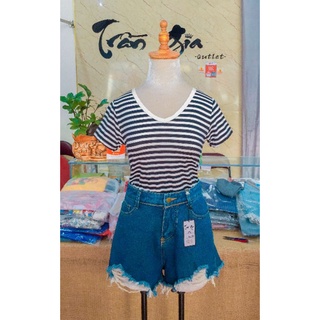 Áo thun, áo phông quảng châu kẻ ngang cổ tim