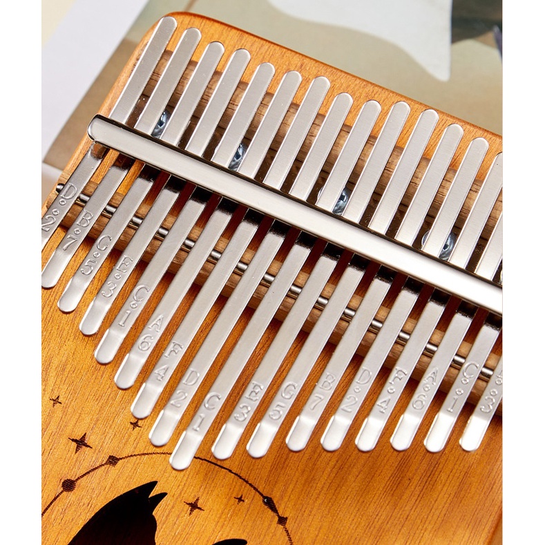 Tặng [Giấy dán] Đàn kalimba gỗ hộp cộng hưởng Tonic 17 phím cao cấp loại 1 hình mèo cute MB17K- Hàng chính hãng