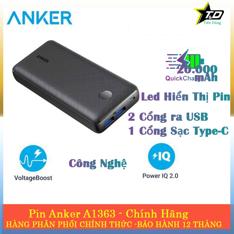 Pin sạc dự phòng Anker PowerCore Select 20000mAh - Pin Anker A1363 sạc nhanh 18W tiêu chầu QC3.0