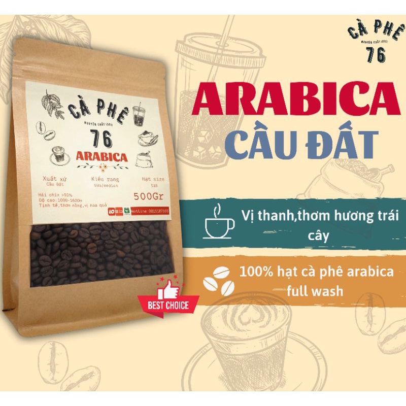 Cafe nguyên chất cà phê Arabica Cầu Đất nguyên chất rang xay mùi vị thanh