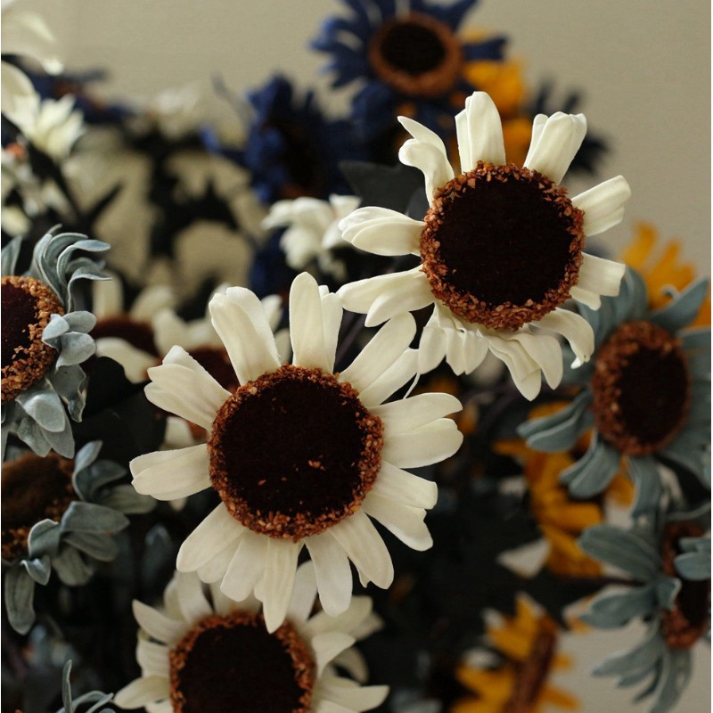 Cành hoa hướng dương 5 bông bằng xốp PE dùng trang trí đám cưới