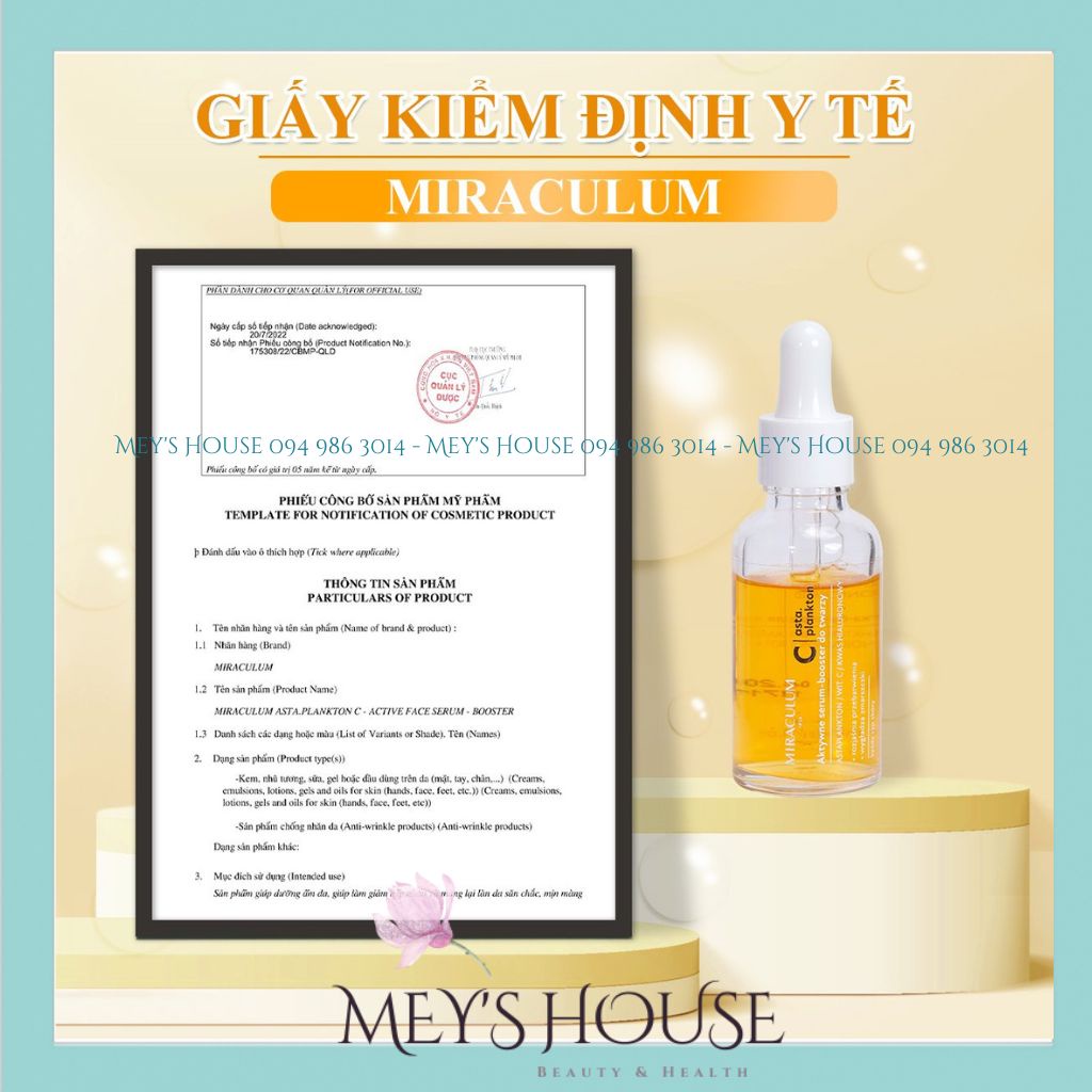 Serum Miraculum Asta.Plankton C - Active Face Serum Dưỡng Trắng Da, Giảm Đốm Sắc Tố và Trẻ hoá 30ml