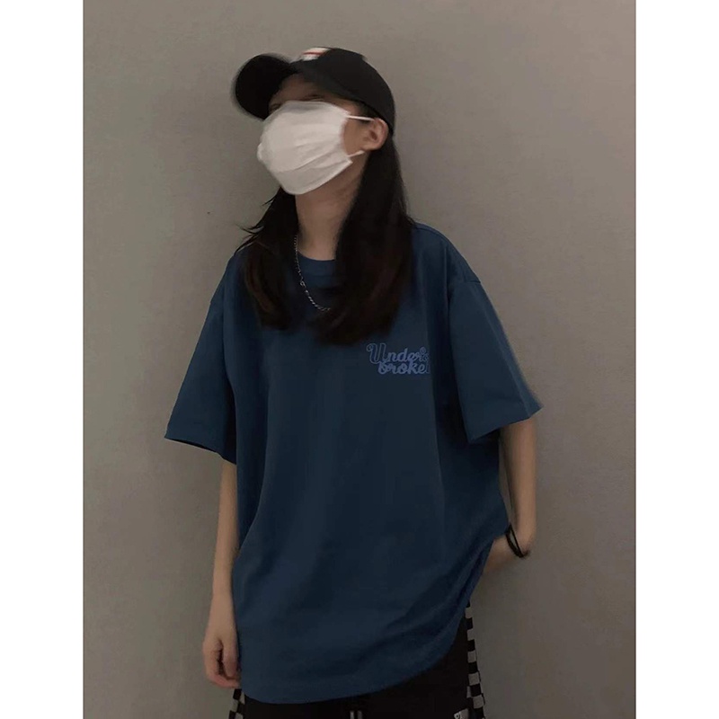 Áo Thun Xanh Under Áo Thun Tay Lỡ Form Rộng Unisex 38-65kg Nam Nữ Phong Cách Ullzang