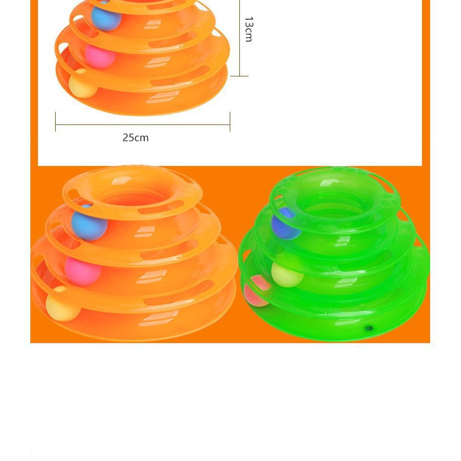 Đồ chơi cho mèo tháp bóng 3 tầng không chóp