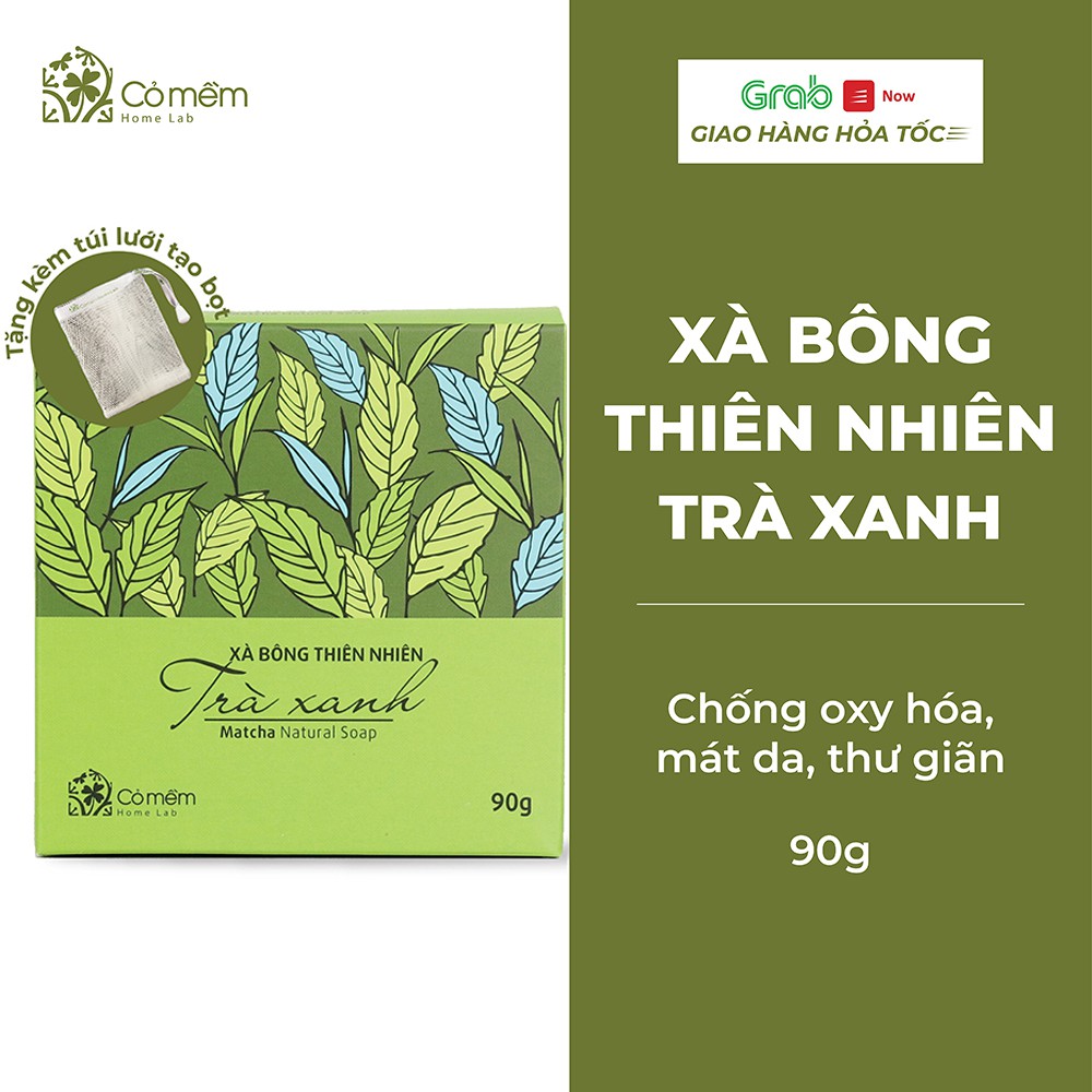 Xà Bông Tắm Thiên Nhiên An Toàn Trà Xanh Mát Lạnh Cỏ Mềm 90g