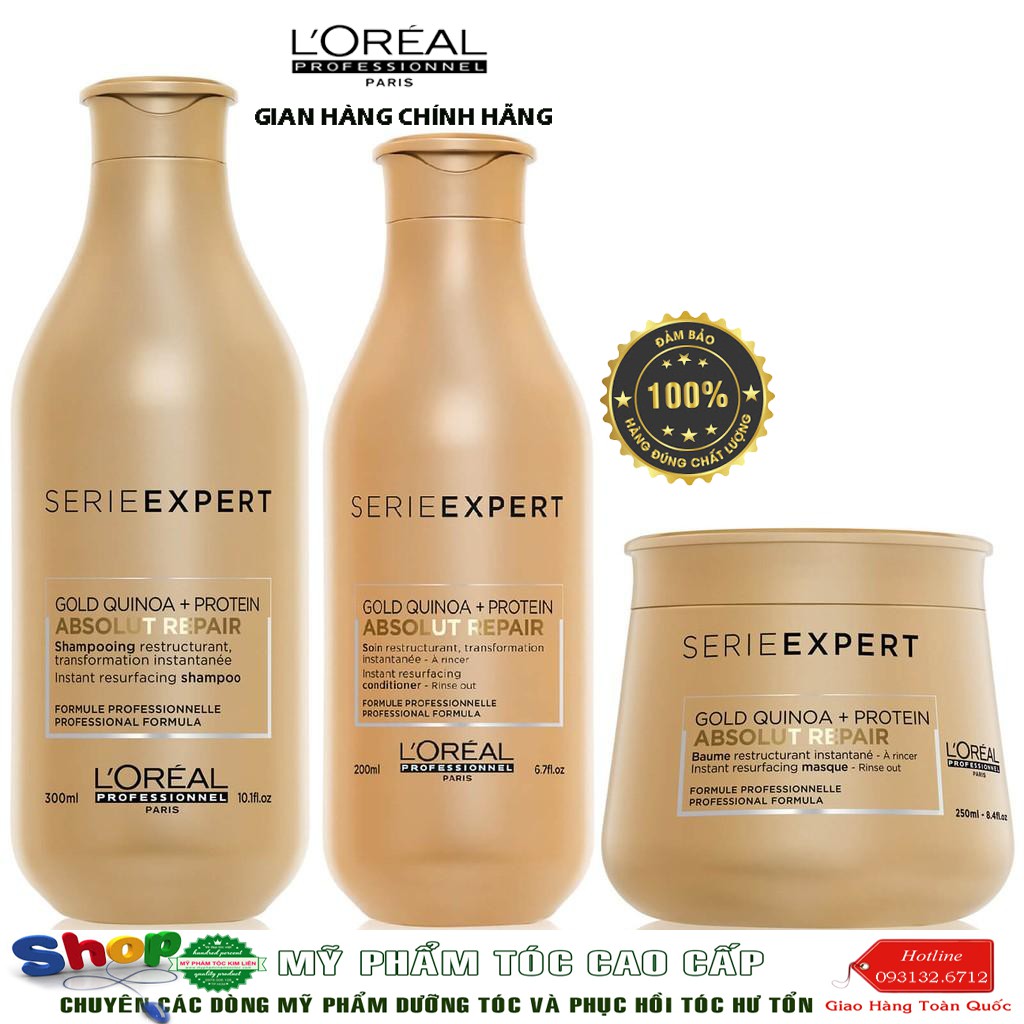 [L'oreal-chính hãng] Bộ phục hồi tóc hư tổn L'oreal Quinoa+Protein  Professionel Absolut Repair ( size nhỏ)