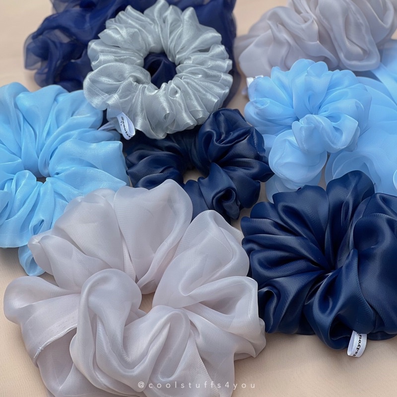 Buộc Tóc Scrunchies Voan Phồng Tone MÀU BIỂN 🌊 3 Size