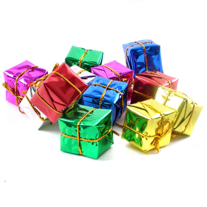 Set 12 túi đựng quà hình vuông màu laser dùng trang trí cây thông giáng sinh